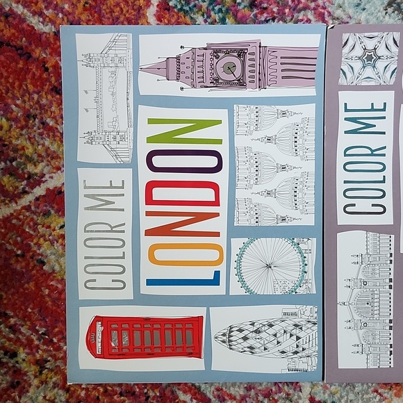 Set of 2 adult coloring books NWOT London and Paris themed - Picture 2 of 8